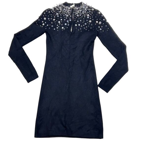Marciano Sequin Beaded Mini Sweater Dress Size XS Black Pixie Long Sleeve Used - Picture 2 of 14